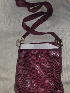 Coach Pink Snake-Embossed Crossbody Bag